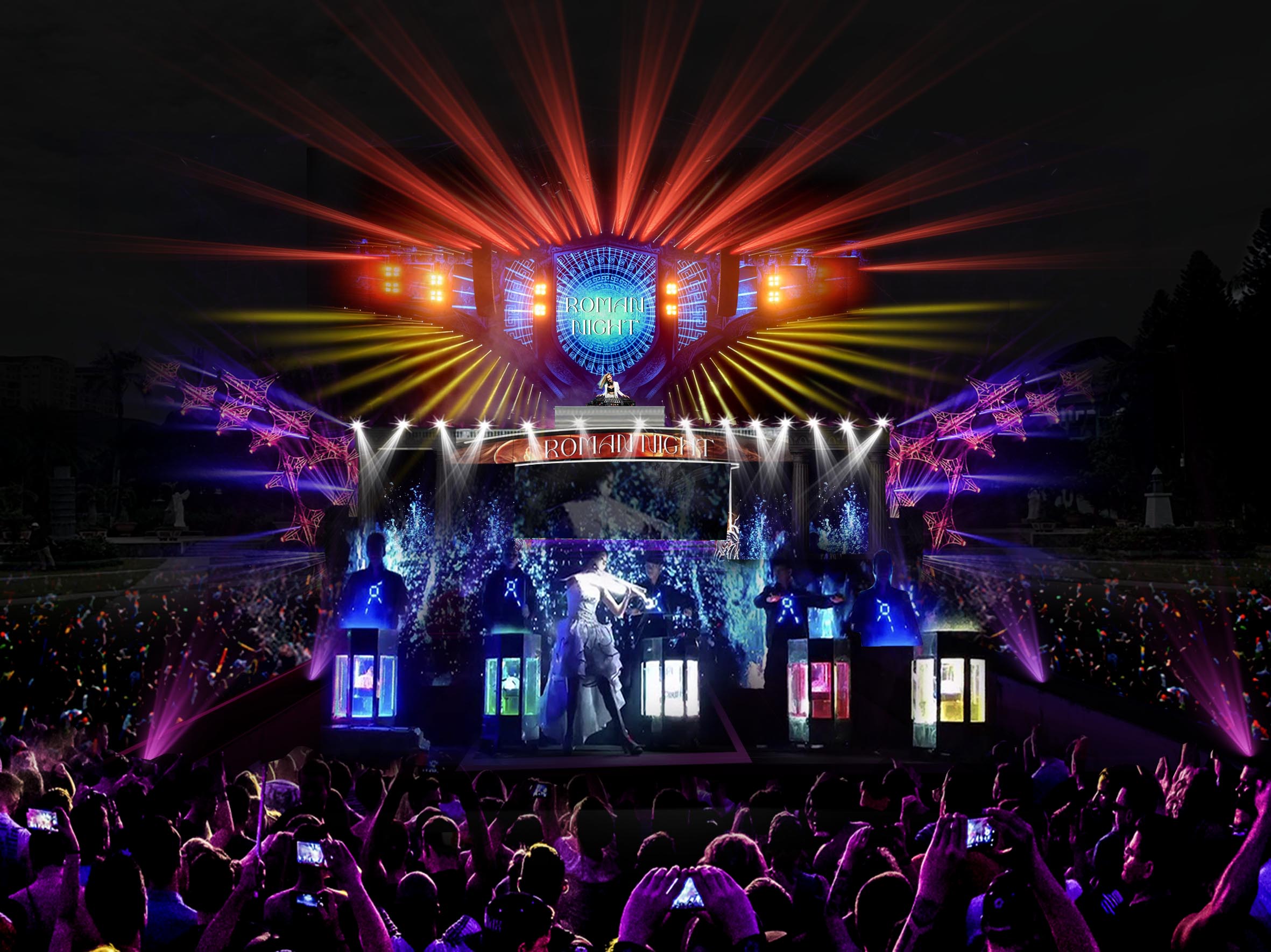 Design – Phối cảnh chương trình ca nhạc - biểu diện nghệ thuật tại Quảng trường La Mã - CVVH Đầm Sen