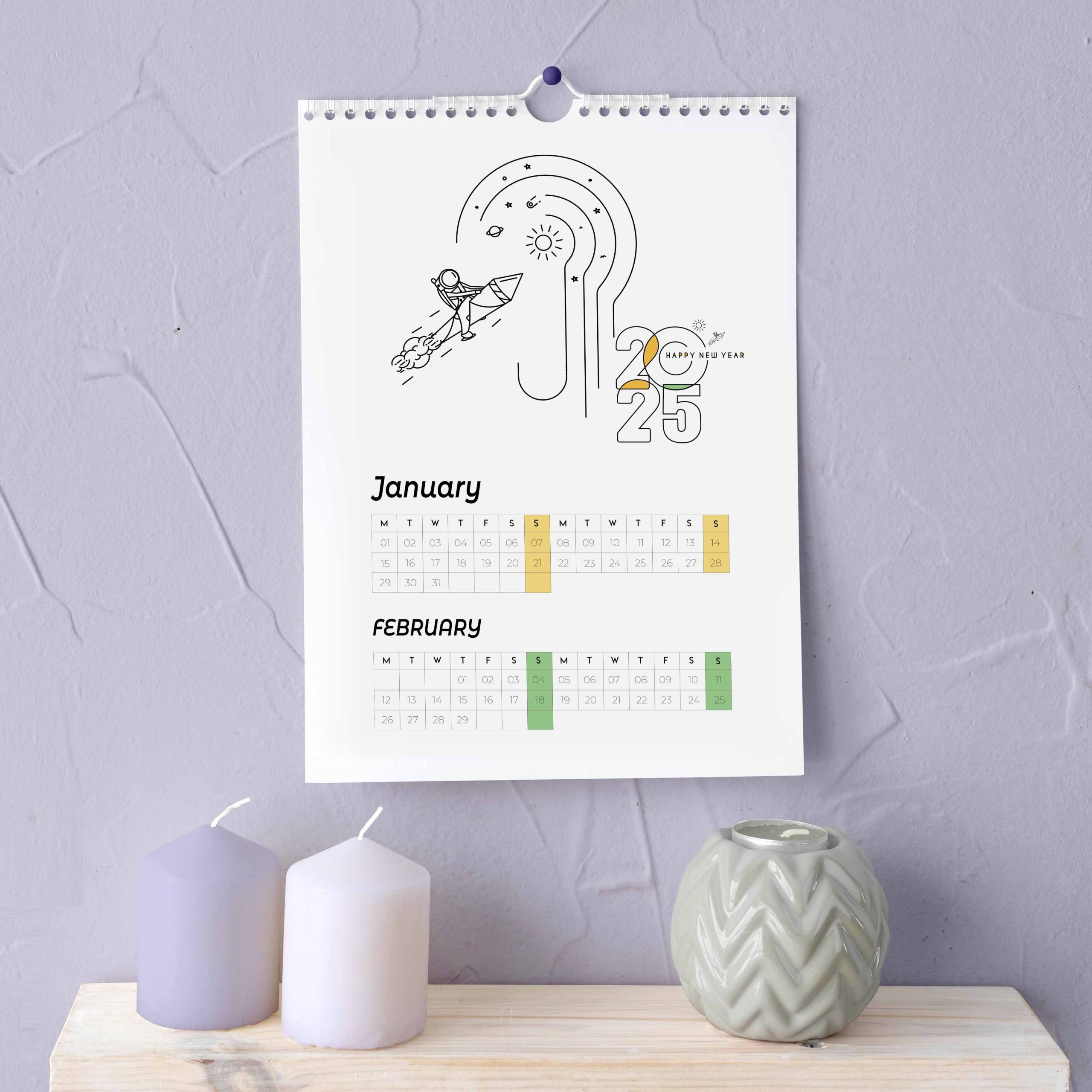 Lịch vẽ đơn giản - 7 tờ in 1 mặt